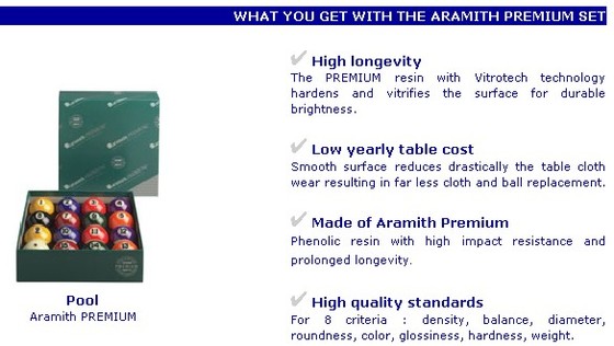 Pool-Kugeln Premium Aramith informationen